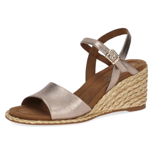 CAPRICE Damen Sandalen mit Absatz aus Leder mit Riemchen, Beige (Taupe Metallic), 37 EU von CAPRICE