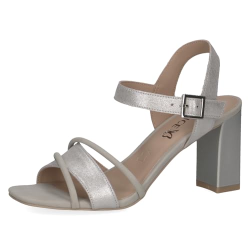 CAPRICE Damen Sandalen mit Absatz Elegant Festlich, Silber (Silver Comb), 37 EU von CAPRICE