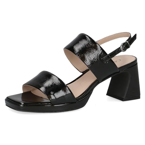 CAPRICE Damen Sandalen mit Absatz aus Leder mit Lack, Schwarz (Black Patent), 38 EU von CAPRICE