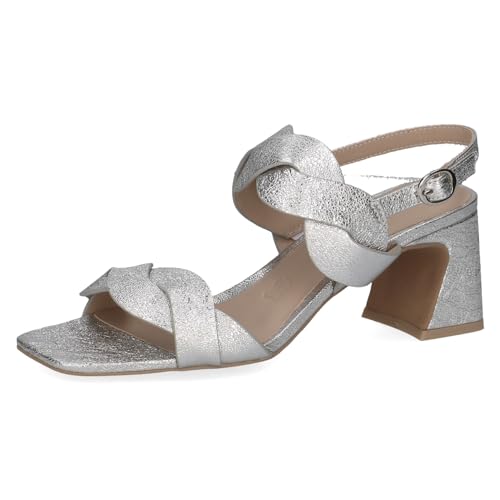 CAPRICE Damen Sandalen mit Absatz aus Leder Festlich, Silber (Silver Metal.), 39 EU von CAPRICE