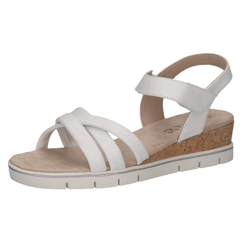 CAPRICE Damen Sandalen mit Absatz aus Leder mit Fußbett, Weiß (White Nappa), 41 EU von CAPRICE