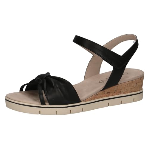CAPRICE Damen Sandalen mit Absatz aus Leder mit Fußbett, Schwarz (Black Nappa), 39 EU von CAPRICE