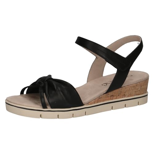 CAPRICE Damen Sandalen mit Absatz aus Leder mit Fußbett, Schwarz (Black Nappa), 41 EU von CAPRICE