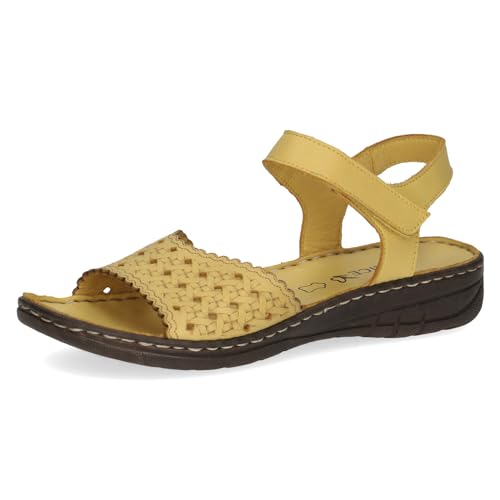 CAPRICE Damen Sandalen mit Absatz aus Leder Bequem, Gelb (Yellow Nappa), 37 EU von CAPRICE