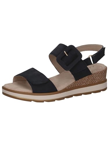 CAPRICE Damen Sandalen mit Absatz aus Leder mit Fußbett, Blau (Ocean Nubuc), 40 EU von CAPRICE