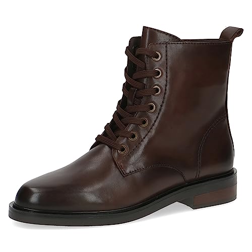 CAPRICE Damen Stiefeletten zum Schnüren aus Leder mit Reißverschluss, Braun (Dk Brown Nappa), 37.5 EU von CAPRICE