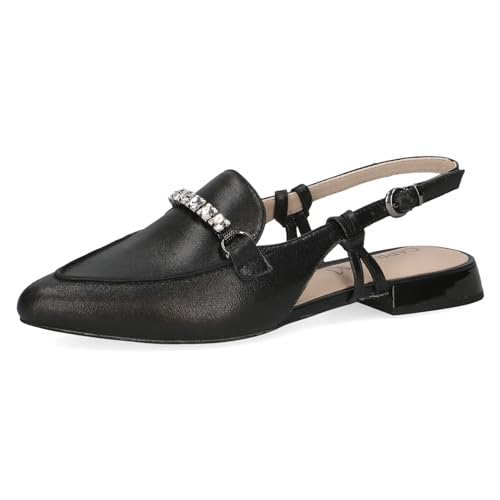 CAPRICE Damen Slingpumps aus Leder Spitz, Schwarz (Black Metallic), 39 EU von CAPRICE