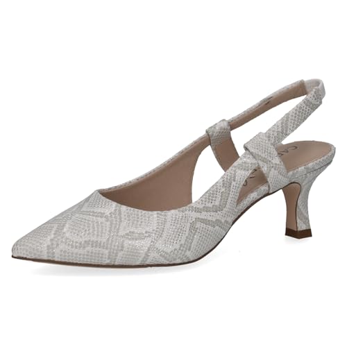 CAPRICE Damen Slingpumps aus Leder Spitz, Grau (White Reptile), 38.5 EU von CAPRICE