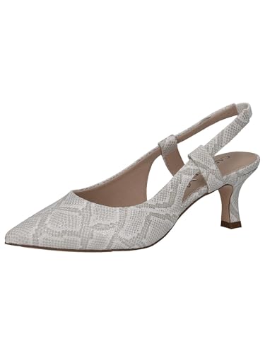 CAPRICE Damen Slingpumps aus Leder Spitz, Grau (White Reptile), 40 EU von CAPRICE