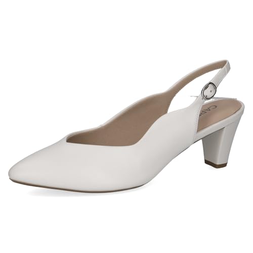 CAPRICE Damen Slingpumps aus Leder Spitz, Weiß (White Perlato), 38 EU von CAPRICE