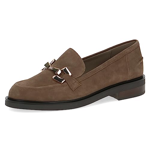 CAPRICE Damen Slipper aus Leder mit Blockabsatz, Braun (Taupe Suede), 38 EU von CAPRICE
