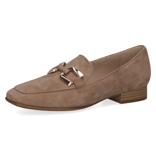 CAPRICE Damen Loafer mit Absatz aus Leder Elegant, Braun (Taupe Suede), 37 EU von CAPRICE