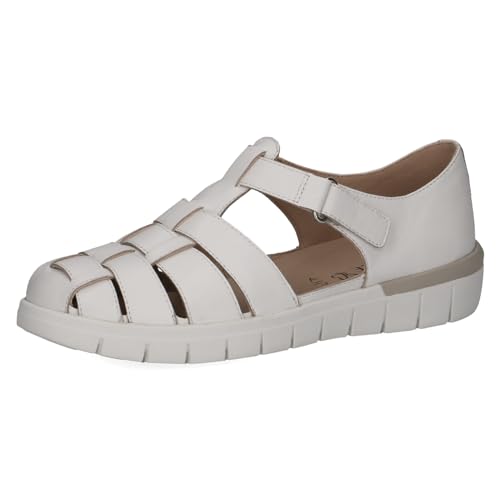CAPRICE Damen Sandalen flach aus Leder mit Klettverschluss Schuhweite H Mehrweite, Weiß (White Nappa), 39 EU von CAPRICE