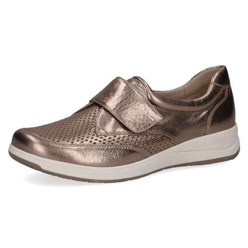 CAPRICE Damen Slipper aus Leder mit Klettverschluss Schuhweite H Mehrweite, Beige (Taupe Metallic), 38 EU von CAPRICE