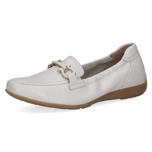 CAPRICE Damen Slipper aus Leder mit Schnalle, Weiß (White Deer), 39 EU von CAPRICE