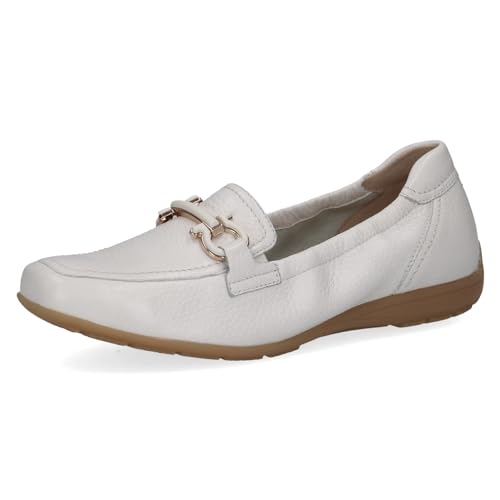CAPRICE Damen Slipper aus Leder mit Schnalle, Weiß (White Deer), 40 EU von CAPRICE