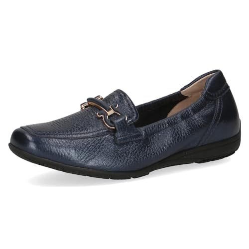 CAPRICE Damen Slipper aus Leder mit Schnalle, Blau (Ocean Per.Deer), 39 EU von CAPRICE
