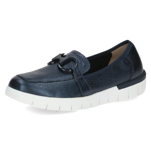CAPRICE Comfort Damen Slipper aus Leder mit Schnalle, Blau (Ocean Per.Deer), 39 EU von CAPRICE
