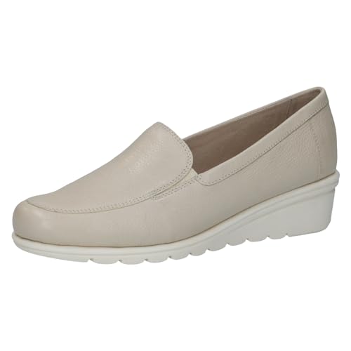 CAPRICE Damen Slipper aus Leder mit Keilabsatz, Beige (Eggshell Nappa), 37 EU von CAPRICE