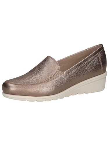 CAPRICE Damen Slipper aus Leder mit Keilabsatz, Beige (Taupe Metallic), 40 EU von CAPRICE