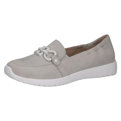 CAPRICE Damen Slipper aus Leder mit Schnalle, Grau (Arctic Suede), 36 EU von CAPRICE