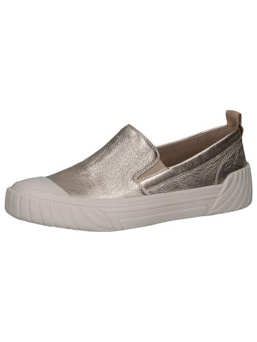 CAPRICE Damen Slipper aus Leder Flach, Metallisch (Platin Metal.), 38 EU von CAPRICE