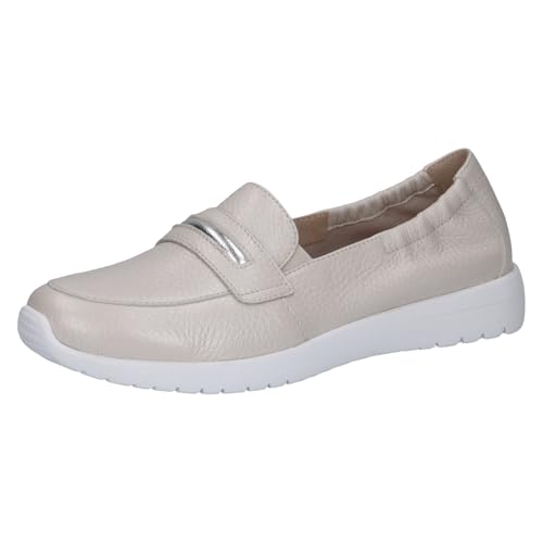 CAPRICE Damen Slipper aus Leder Freizeit, Cremefarben (Pearl Per.Deer), 38 EU von CAPRICE