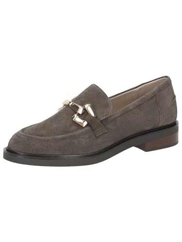 CAPRICE Damen Slipper aus Leder mit Blockabsatz, Schwarz (Grey Suede), 38 EU von CAPRICE