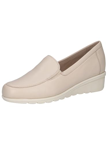 CAPRICE Damen Slipper aus Leder mit Keilabsatz, Cremefarben (Cream Perlato), 36 EU von CAPRICE