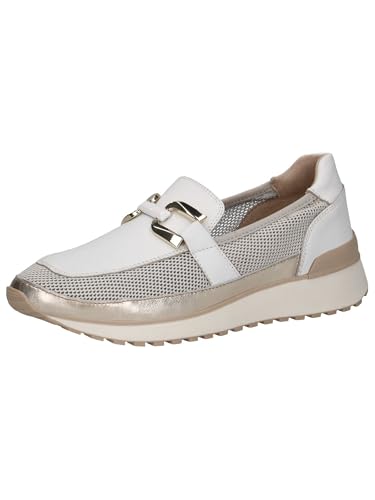 CAPRICE Damen Slipper mit Plateau Sportlich, Weiß (White/Lt Gold), 41 EU von CAPRICE