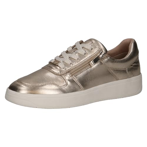 CAPRICE Damen Sneaker flach aus Leder mit Reißverschluss, Gold (Lt.Gold Metal.), 38 EU von CAPRICE