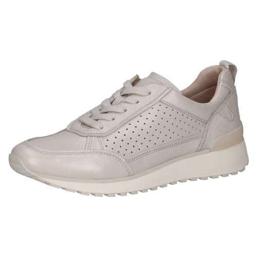 CAPRICE Damen Sneaker flach aus Leder mit Schnürsenkeln, Cremefarben (Pearl Perl Dee), 38 EU von CAPRICE