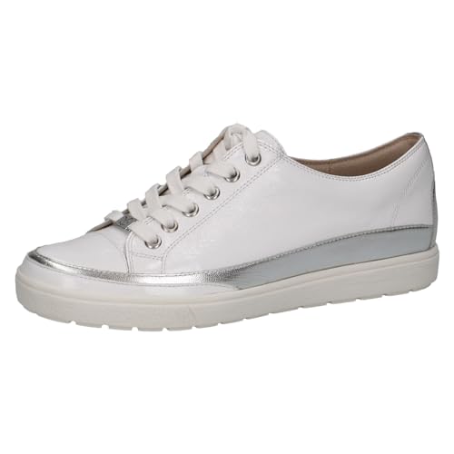 CAPRICE Damen Sneaker flach aus Leder mit Schnürsenkeln, Weiß (White Comb), 37.5 EU von CAPRICE