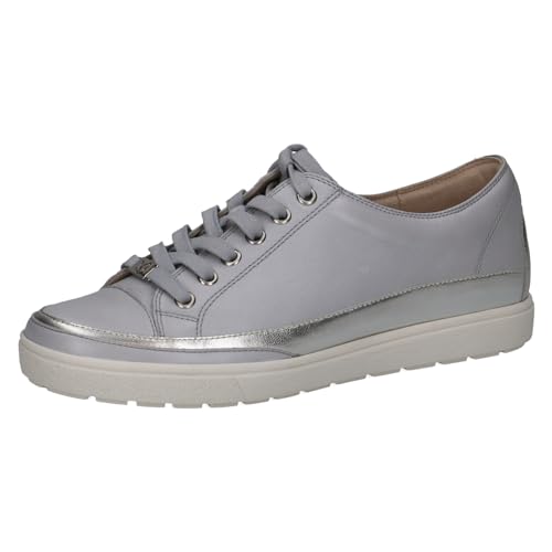 CAPRICE Damen Sneaker flach aus Leder mit Schnürsenkeln, Grau (Lt.Blue Perl), 38 EU von CAPRICE
