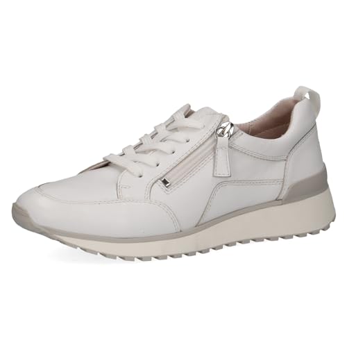 CAPRICE Damen Sneaker flach aus Leder mit Reißverschluss, Weiß (White Nappa), 37 EU von CAPRICE