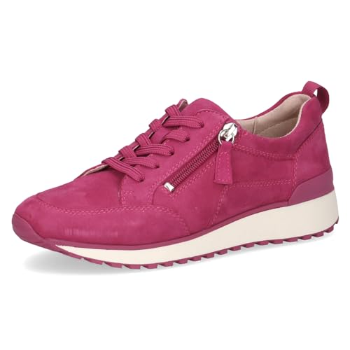 CAPRICE Damen Sneaker flach aus Leder mit Reißverschluss, Lila (Fuchsia Suede), 36 EU von CAPRICE