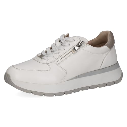 CAPRICE Damen Sneaker flach aus Leder mit Reißverschluss, Weiß (White Comb), 40 EU von CAPRICE