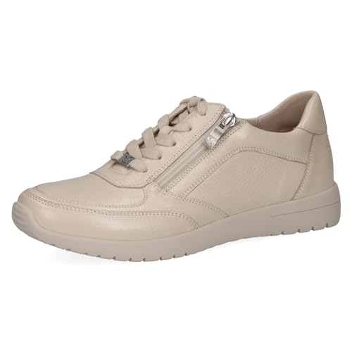 CAPRICE Damen Sneaker flach aus Leder mit Reißverschluss, Beige (Ecru Perl.Deer), 38 EU von CAPRICE