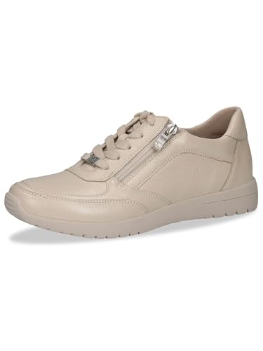 CAPRICE Damen Sneaker flach aus Leder mit Reißverschluss, Beige (Ecru Perl.Deer), 41 EU von CAPRICE