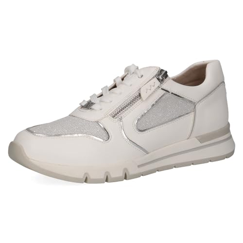 CAPRICE Damen Sneaker flach mit Reißverschluss Elegant Schuhweite H Mehrweite, Weiß (White Comb), 39 EU von CAPRICE