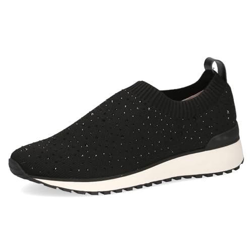 CAPRICE Damen Slip On Sneaker ohne Schnüren zum Schlupfen, Schwarz (Black Knit), 38 EU von CAPRICE