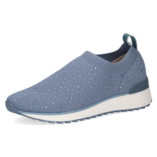 CAPRICE Damen Slip On Sneaker Ohne Schnüren zum Schlupfen, Blau (Jeans Knit), 37 EU von CAPRICE