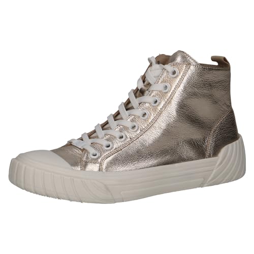 CAPRICE Damen Sneaker hoch aus Leder zum Schnüren, Metallisch (Platin Metal.), 39 EU von CAPRICE