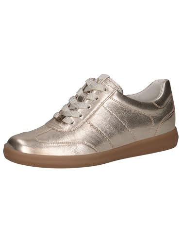 CAPRICE Damen Sneaker flach aus Leder Freizeit, Metallisch (Platin Metal.), 40 EU von CAPRICE