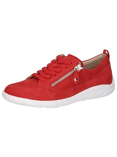 CAPRICE Damen Sneaker flach aus Leder Low Top, Rot (Red Suede), 37 EU von CAPRICE