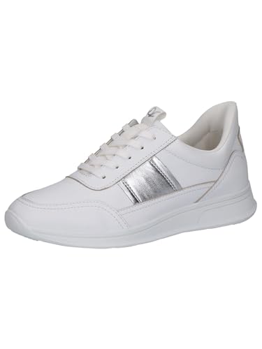 CAPRICE Damen Sneaker flach aus Leder Low Top, Weiß (White/Silver), 39 EU von CAPRICE