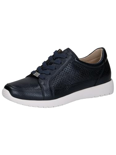 CAPRICE Damen Sneaker flach aus Leder mit Lochmuster, Blau (Ocean Per.Deer), 40 EU von CAPRICE