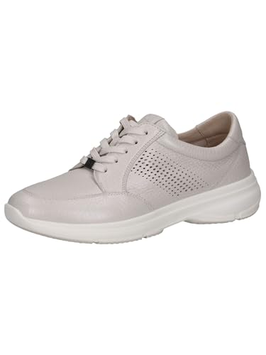 CAPRICE Damen Sneaker flach aus Leder mit Lochmuster, Cremefarben (Pearl Per.Deer), 41 EU von CAPRICE