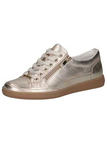 CAPRICE Damen Sneaker flach aus Leder mit Reißverschluss, Metallisch (Platin Metal.), 37.5 EU von CAPRICE