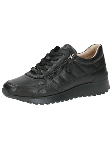 CAPRICE Damen Sneaker flach aus Leder mit Reißverschluss, Schwarz (Black/Blk Sole), 38 EU von CAPRICE